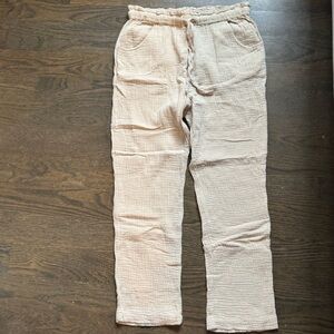 Oliveaceous High Rise Cotton Gauze Pants